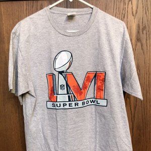 Super Bowl LVI T-Shirt Large Gray Caesars NFL Football 2022 LA Rams Bengals